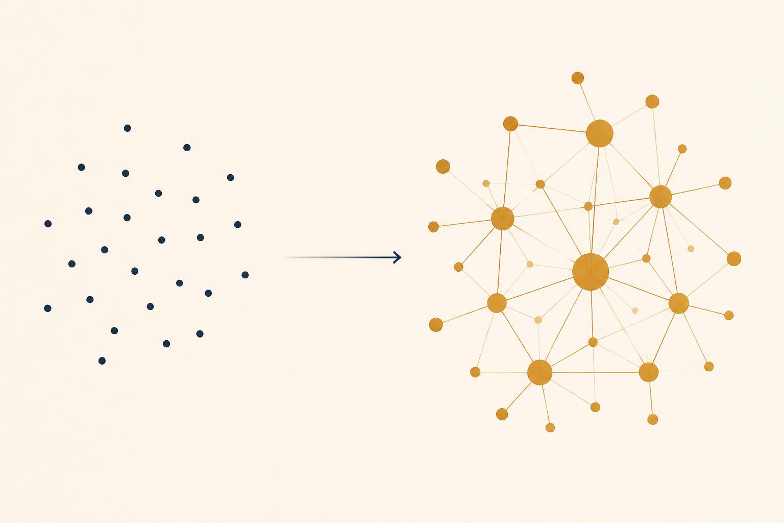Editorial illustration of evidence flowing from licensed sources into a leadership narrative